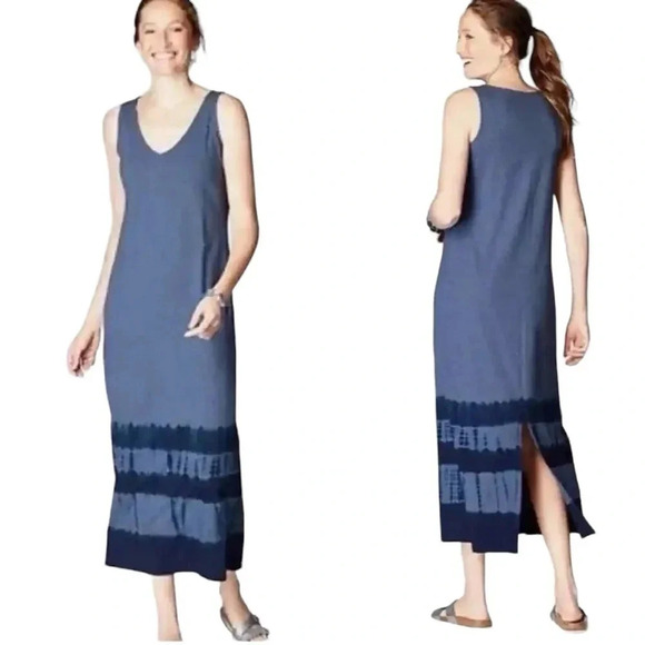 PUREJILL J. Jill PJ Tie Dyed Boho Beachy Artsy Sleeveless Split Hem Maxi Dress - Picture 14 of 14